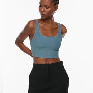 Babaton Sculpt Knit Square neck Cropped Tank in Slab Blue - SIZE: 2X